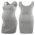 thumbnail image 1 of EIMELI Robe pour Femme Enceinte à Rayures Sans Manches à Col Rond Ajustée Midi Robe Débardeur Robe d'Été Décontractée Robe de Maternité, 1 of 4