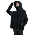 thumbnail image 4 of GaThRRgYP Women's Casual Sun Shield Hoodie Summer Lightweight UPF 50+,Ladies Long-sleeved Round Neck Hooded Solid Color Casual Sun Protection Black Free Size, 4 of 4