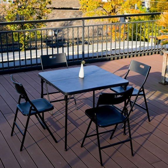 Xahpower 5-Piece Folding Table and Chair Set,Black