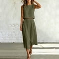 thumbnail image 2 of Moxiu Women's 2 Piece Skirt Sets Sleeveless Cropped Tank Tops and Button Front Skirt Elastic Waist Summer Vacation Outfits 2026 Army Green,L, 2 of 8