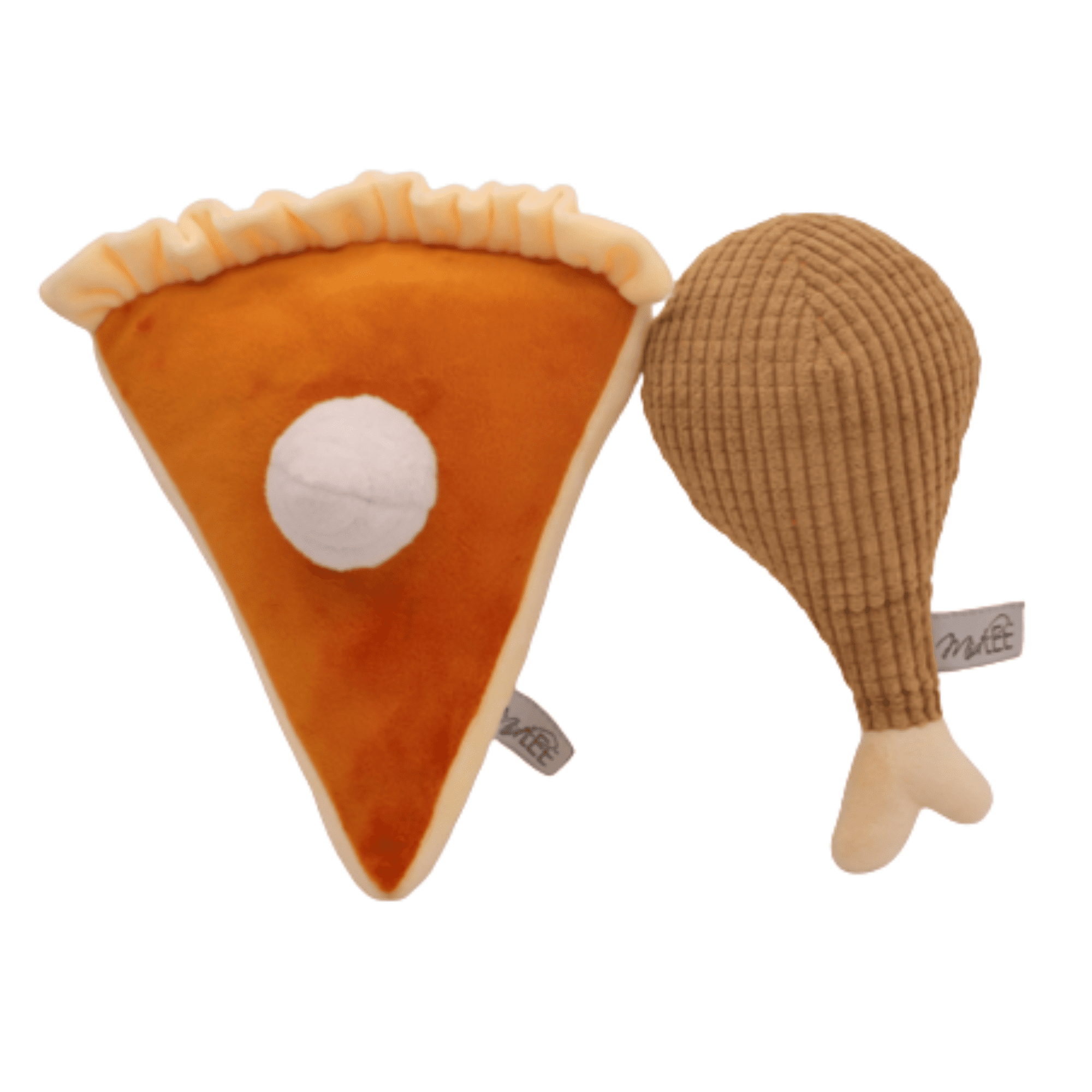 Midlee Thanksgiving Meal Dog Toy Set Pumpkin Pie & Turkey Leg