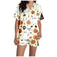 thumbnail image 3 of Halloween Pajamas Women 2 Piece Women Silk Pajamas Set Halloween Button Down Short Pajama Set For Women Lounge Wear For Women Womens Pjs Sets, 3 of 7