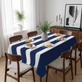 thumbnail image 6 of Navy Blue Stripe Table Cloth Waterproof Tablecloths, Modern Simple Geometric White Striped Tablecloth Dining Table Cover for Kitchen Party Tabletop Outdoor, Rectangle Tablecloth 52x70 Inch, 6 of 9
