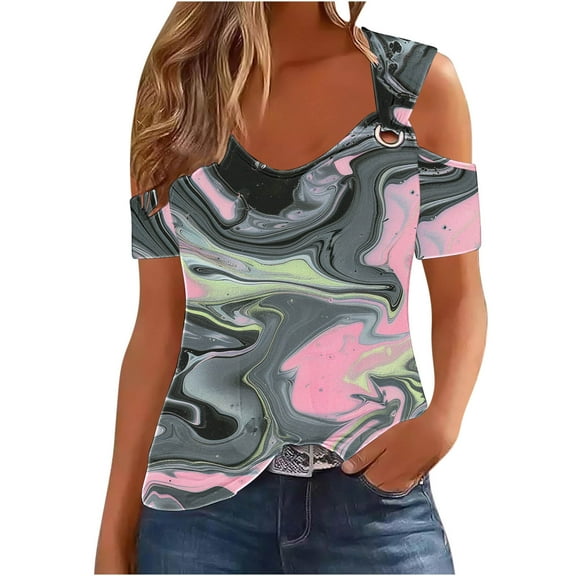 Womens V Neck Tops Dressy Casual Sexy Shirts for Women Plus Size Women Y2K Off Shoulder Tees Slim Fit