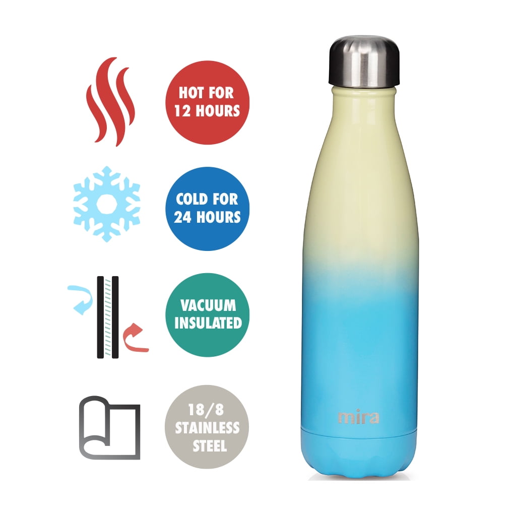 MIRA 25 Oz Stainless Steel Vacuum Insulated Water Bottle - Double Walled  Cola Shape Thermos - 24 Hours Cold, 12 Hours Hot - Reusable Metal Water