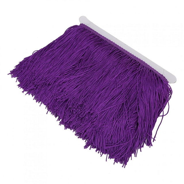Borlas de flecos de encaje para vestido latino, ropa de escenario, zapatos, manualidades, cortina, accesorios de bricolaje, 14 cm/5,5 pulgadas, morado oscuro