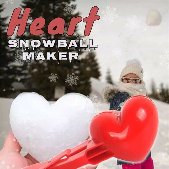 Heart Snowball Maker Clip - Cute Heart Shaped Winter Toy For , Safe With Comfort Grip, Multi-Use For Snowball Fights & Sand Building At Beach -12x3.2 Inch Red Snow Sand