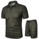 thumbnail image 5 of WILLBEST Traje de Pantalón Corto Informal de Primavera para Hombre, de Color Liso, de Manga Corta y Cuello Vuelto, 5 of 5