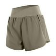 thumbnail image 4 of Pantalones cortos deportivos de entrenamiento para mujer - Cintura alta, doble capa con braguita interior, abertura lateral, bolsillos con cremallera, nailon y spandex, tallas S-XXL, 4 of 4