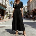 thumbnail image 5 of Maxi Dresses for Women 2026, Beach Dresses for Women, Sundresses for Women, Summer Dresses, Casual V Neck Short Sleeve Flowy Tiered A Line Boho Long Dress, 5 of 6