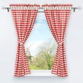 thumbnail image 1 of Set of 2 Pieces of Opaque Perforated Curtains with 2 Tiebacks Plaid Pattern Window Decoration for Bedroom Indoor Red H/W 120/80cm, 1 of 5