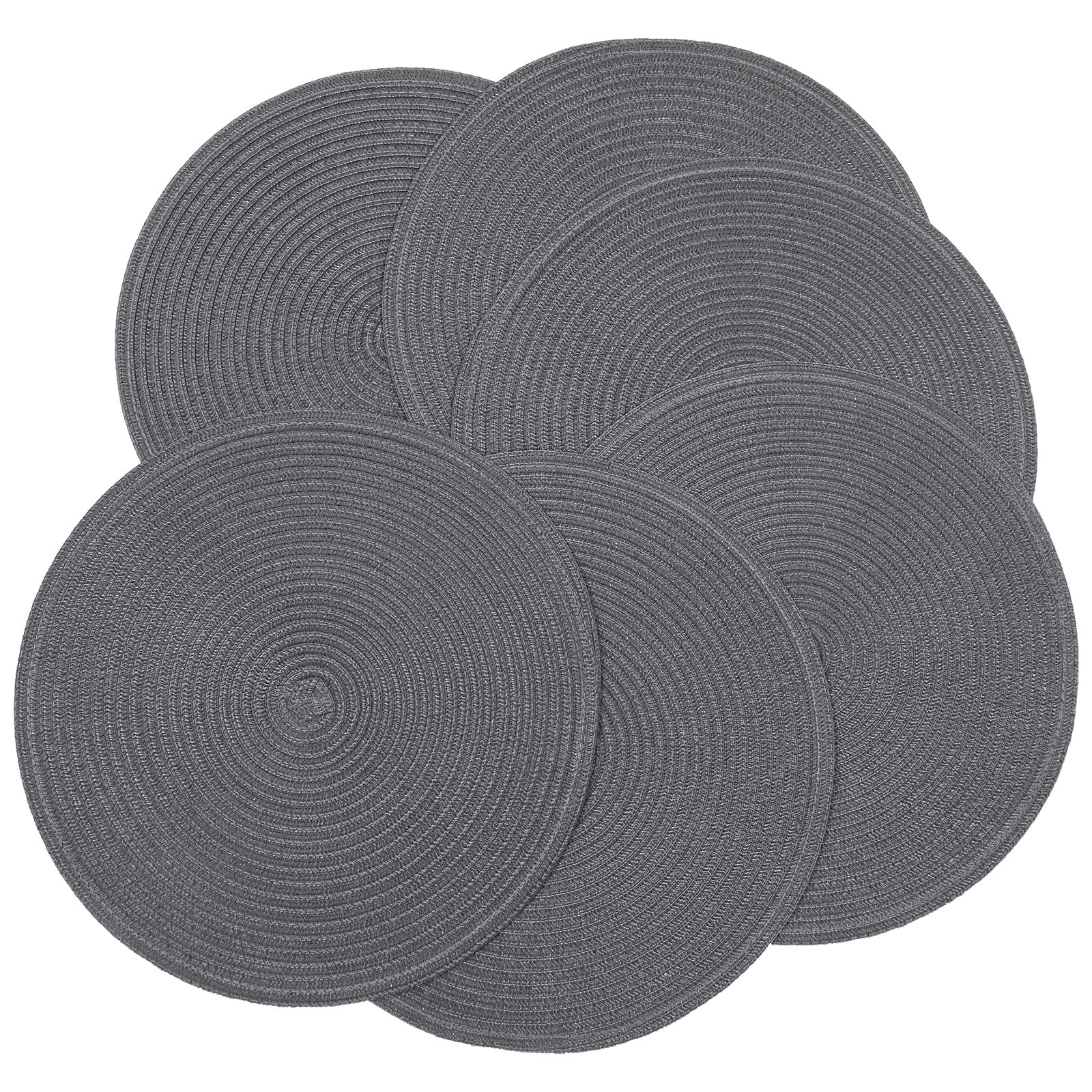Round Placemats Set of 6 Woven Braided 15 inch Circle Placemat for Dining Tables Kitchen Table Mats Washable