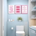 thumbnail image 6 of 3Pcs Framed Preppy Pink Bathroom Wall Art Set, Funny Guest Check & Shower Karaoke Stamp Canvas Posters, Trendy Indie Pop Room Decor for Women Powder Room Restroom 12x16in, 6 of 7