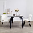 thumbnail image 3 of Set of 2 Cream White PU Leather Dining Chairs, Mid-Century Modern Kitchen Side Chairs for Dining Room Living Room, 3 of 9