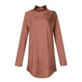 thumbnail image 4 of Tawop Shirts for Women Womens T Shirts Long Sleeve High Neck Drop Shoulder Brown M(Us:6), 4 of 4