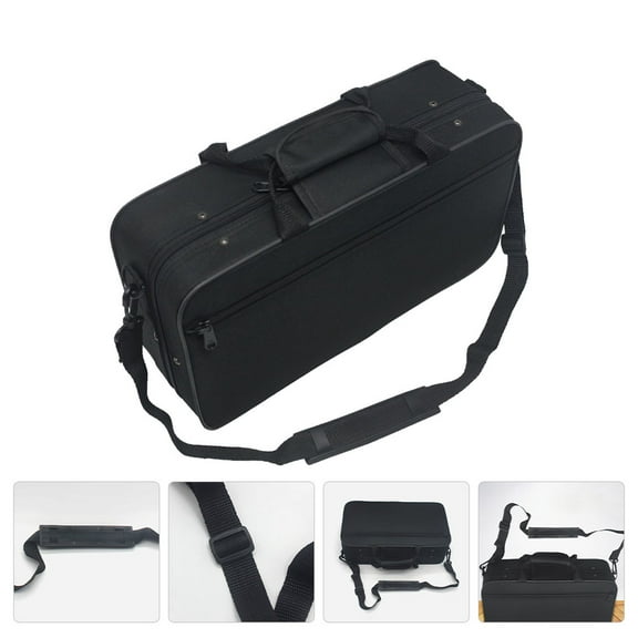 SEWCHICS Portable Black Clarinet Case with Padded Interior and Water Resistant Exterior