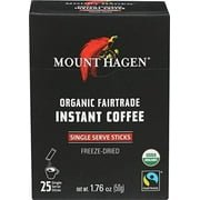 Mount Hagen Organic Instant Regular Coffee, 25 Count Single Serve packet Net wt 1.76 oz (50g)