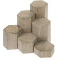 thumbnail image 7 of MyGift Set of 6 Rustic Brown Wood Hexagonal Jewelry Display Risers, 7 of 7