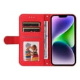 thumbnail image 2 of Allytech Slim Wallet Case for iPhone 15 Plus with Card Slots, Luxury PU Leather Magnetic Clasp Flip Wrist Shoulder Strap Kickstand Shockproof Protective Shell for Women Men - Red, 2 of 9