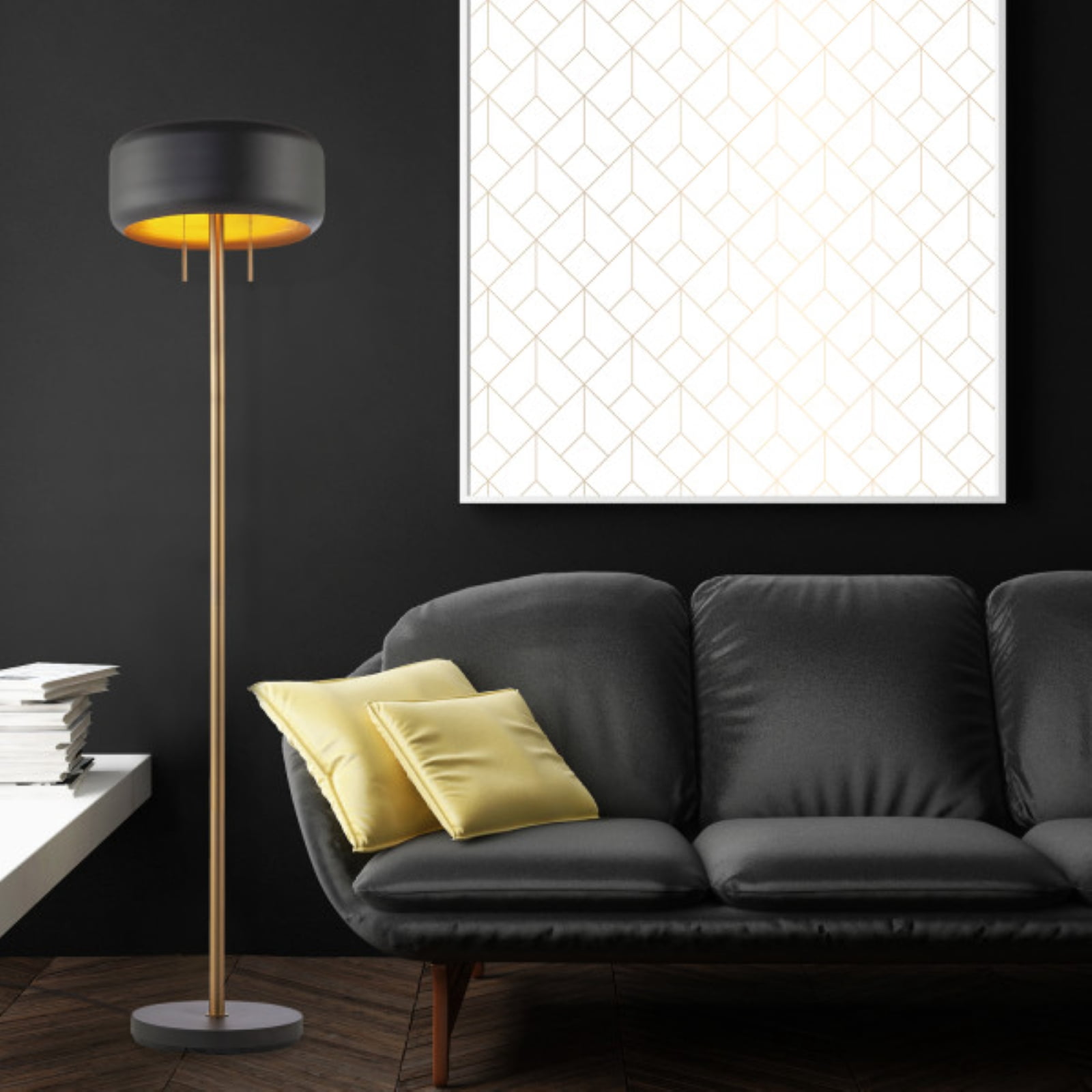 Novogratz x Globe 58.5" 2-Light Metallic Dark Gray Floor Lamp, 67346