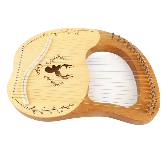 Lyre 21 Cordes Métalliques Lyre Harp Box Lyre Harp Épinette Panneau Supérieur Acajou Backboard Guirlande Instrument avec Clé de Syntonisation Picks Note de Musique Autocollant