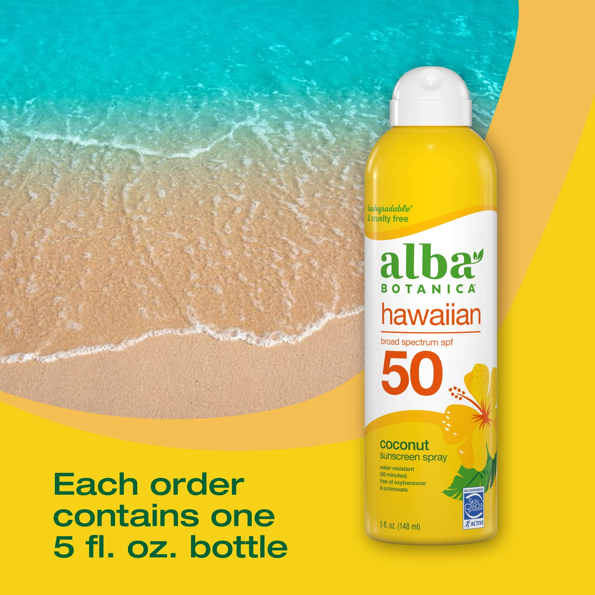 Alba Botanica Hawaiian Sunscreen Spray SPF 50, Coconut, 5 fl oz