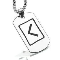 Stainless Steel Elder Futhark Kenaz Rune Dog Tag Pendant Necklace