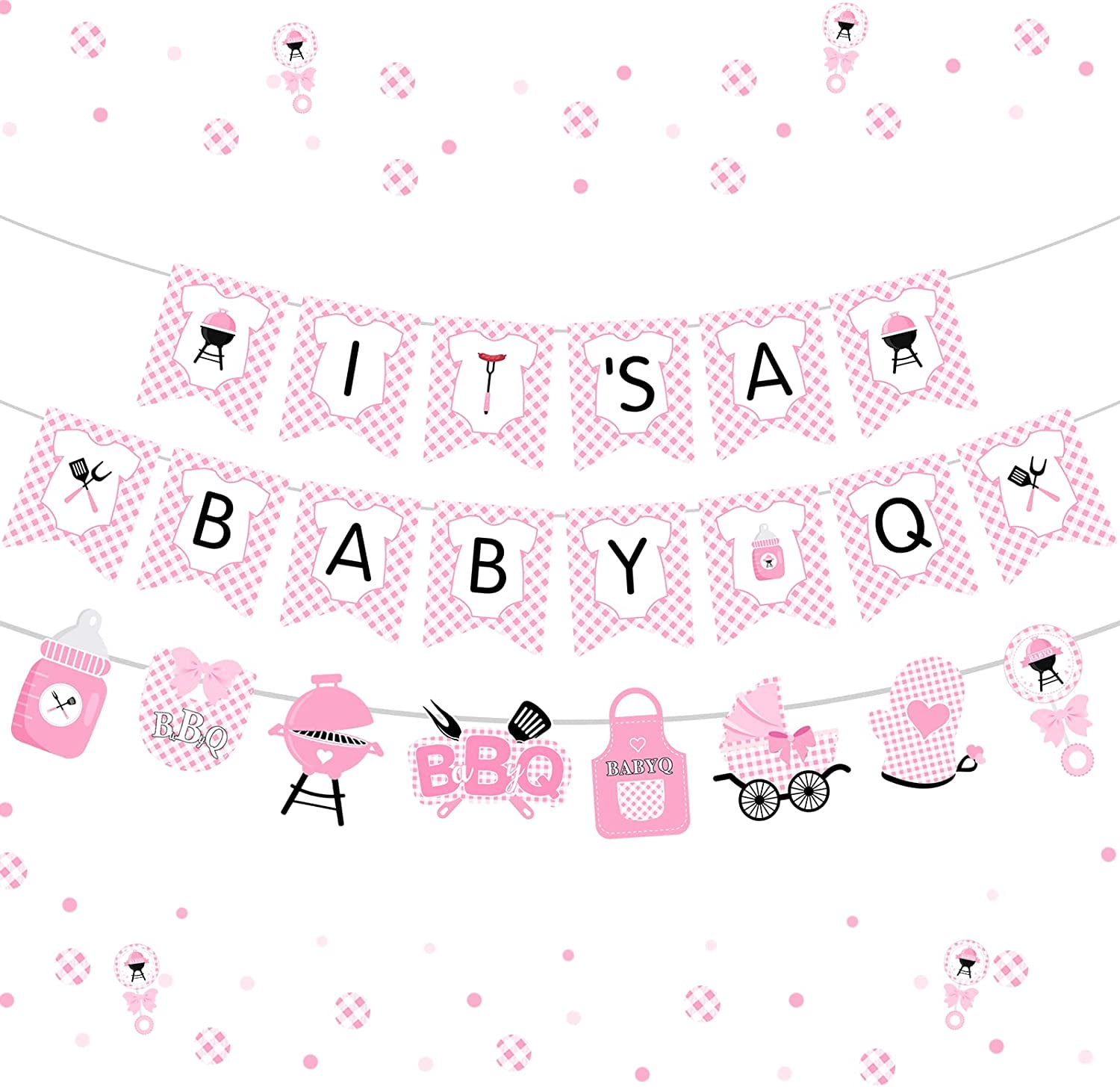 Bbq Baby Shower Decorations for Girl Pink, It's A Baby Q Banner Baby Q