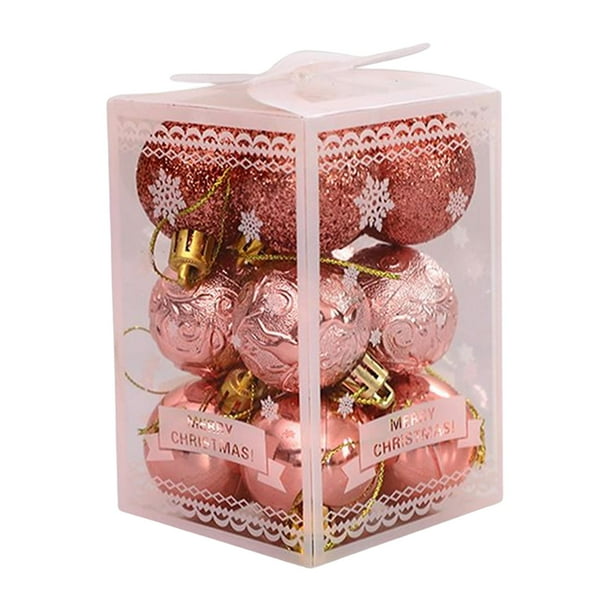 12 bolas navideñas colgantes de 4 cm, decorativas e irrompibles para árbol de Navidad. rosa áurea
