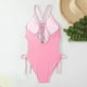 thumbnail image 5 of Trajes de baño de una pieza para mujer, bikinis sin espalda con tirantes ajustables a la moda de color sólido para mujer, traje de baño para mujer, 5 of 5