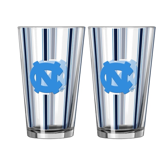 Logo Brands North Carolina Tar Heels Two-Piece 16oz. Striped Pint Glass Set