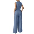 thumbnail image 4 of Mifsaly Womens Suits 2 Piece Set Business Casual office Matching Outfits Button Down Vest Top and High Waisted Wide Leg Trousers with Pockets Blue,XXL, 4 of 5