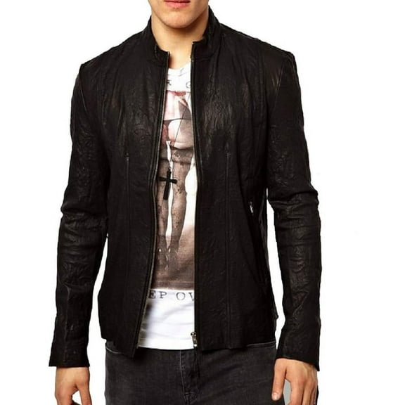 New Men Designer Genuine Lambskin Soft Biker Leather Jacket A157
