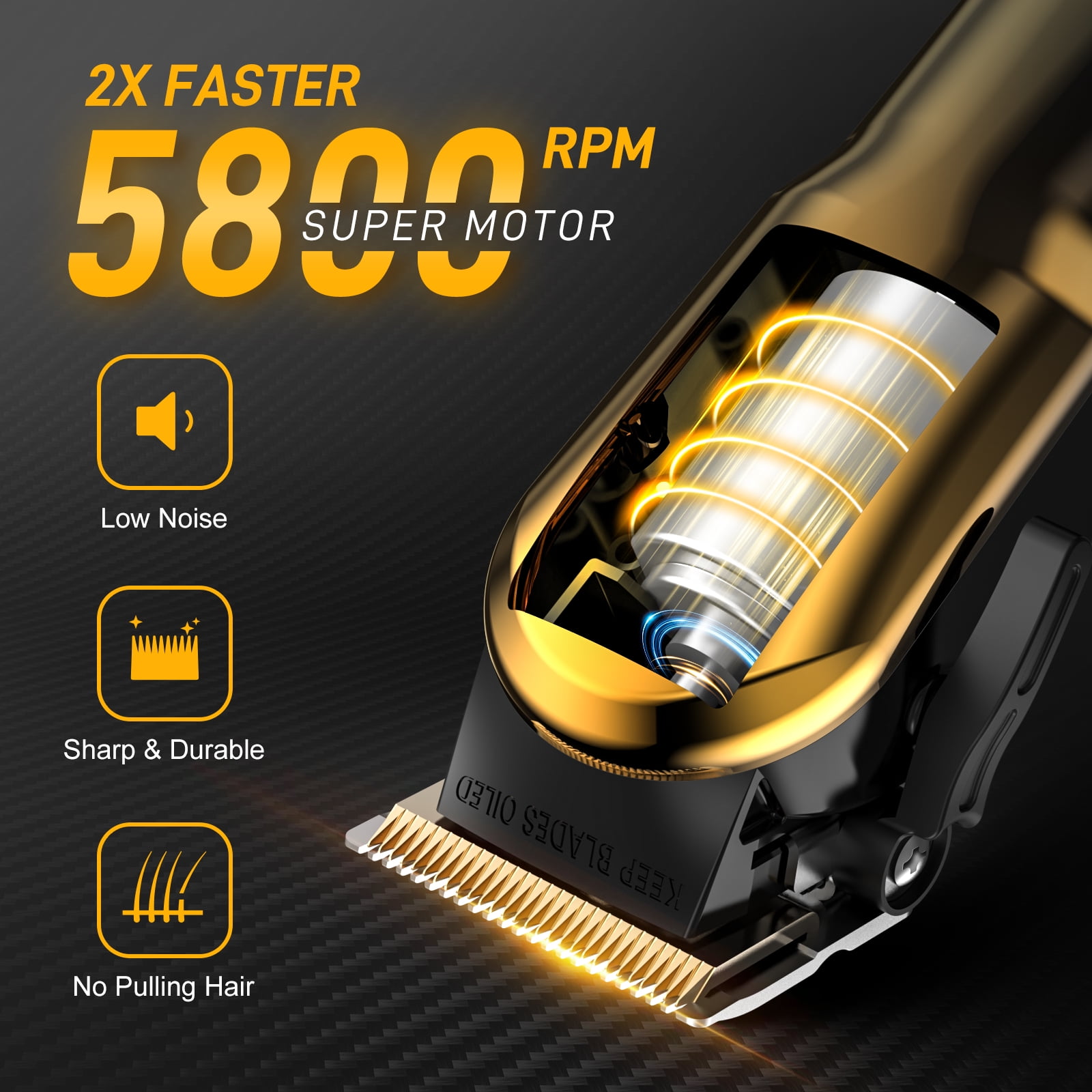 Sejoy Hair Clippers for Men, Professional Hair Trimmer, Cordless Barber Hair Grooming Kit, Beard Trimmer,Rechargeable Home Haircut for Women & Children LED Display USB Rechargeable,Gold