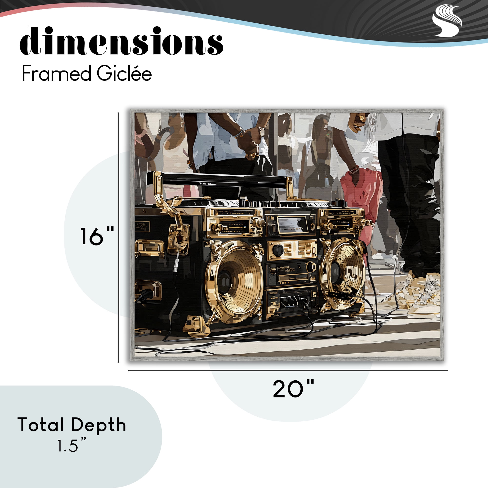 Stupell Industries Golden Stereo Hip Hop Beats Gray Framed Giclee Art, design by Franklyn Gregory