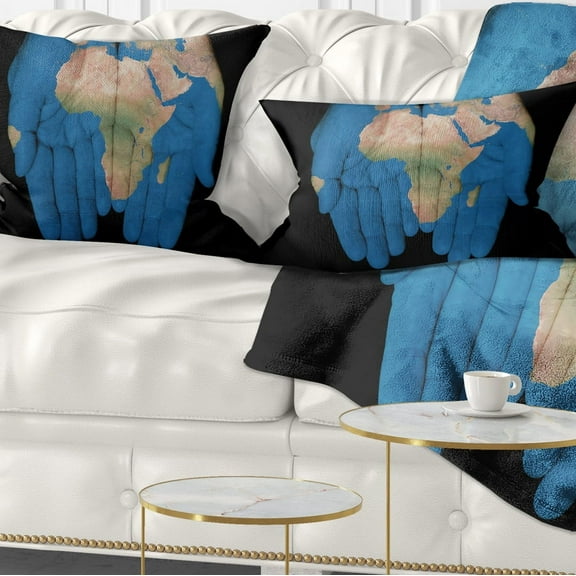 Designart African Map in Our Hands - Abstract Throw Pillow - 12x20