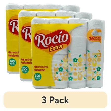 (3 pack) Rocio Toilet Paper, 2 Ply, 16 Rolls