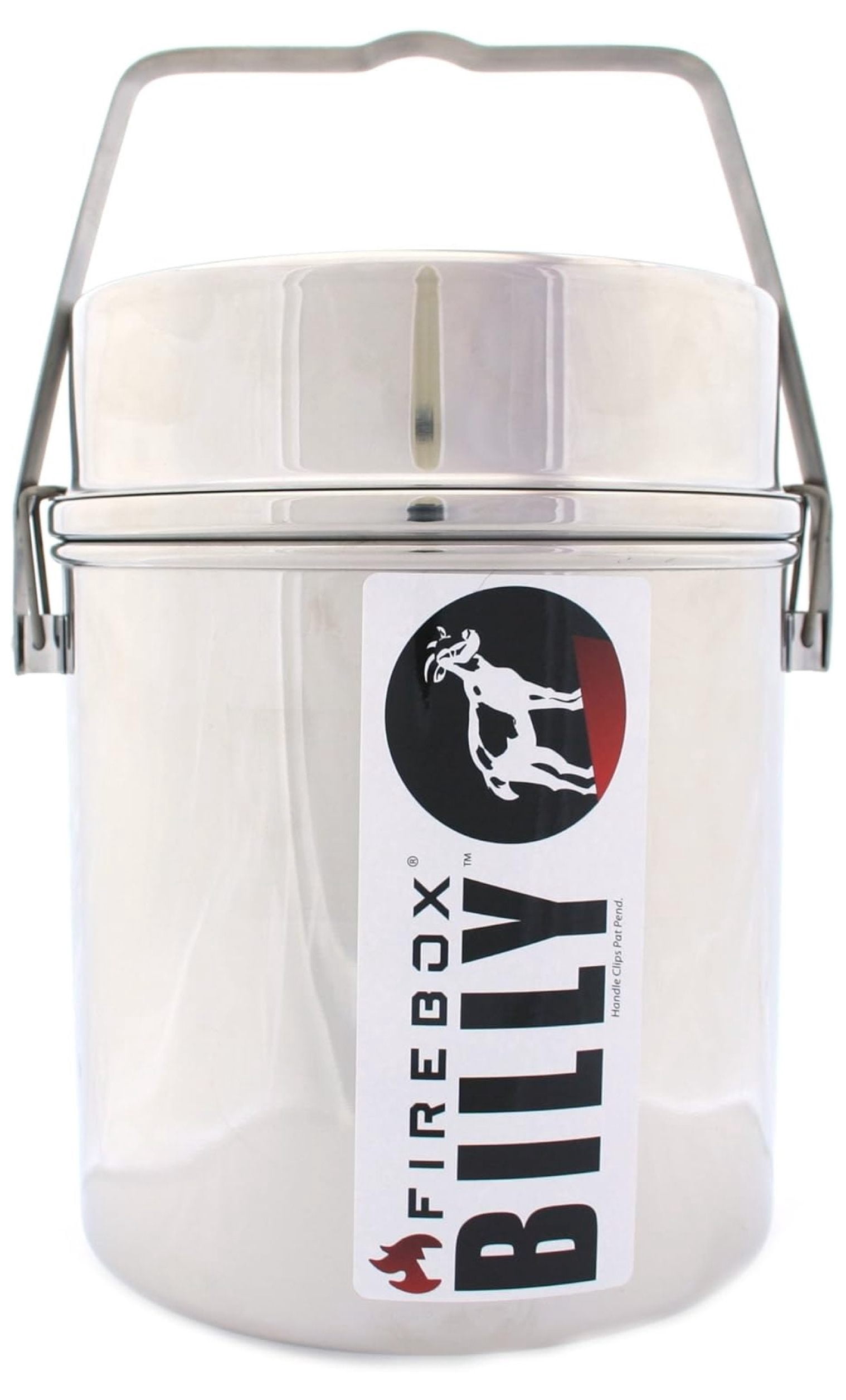 Locking Bail Handle Camping Pot, Billy Can Bushcraft Kit - Zebra Loop Handle Pot SS Handle Clips (Installed)