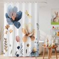 thumbnail image 6 of Shower Curtain Watercolor Flowers Leaf Shower Curtains for Bathroom Decor, Waterproof Polyester Shower Curtain Set with Hooks, Extra Long 72" x 84" Blue Floral Dragonfly, 6 of 9