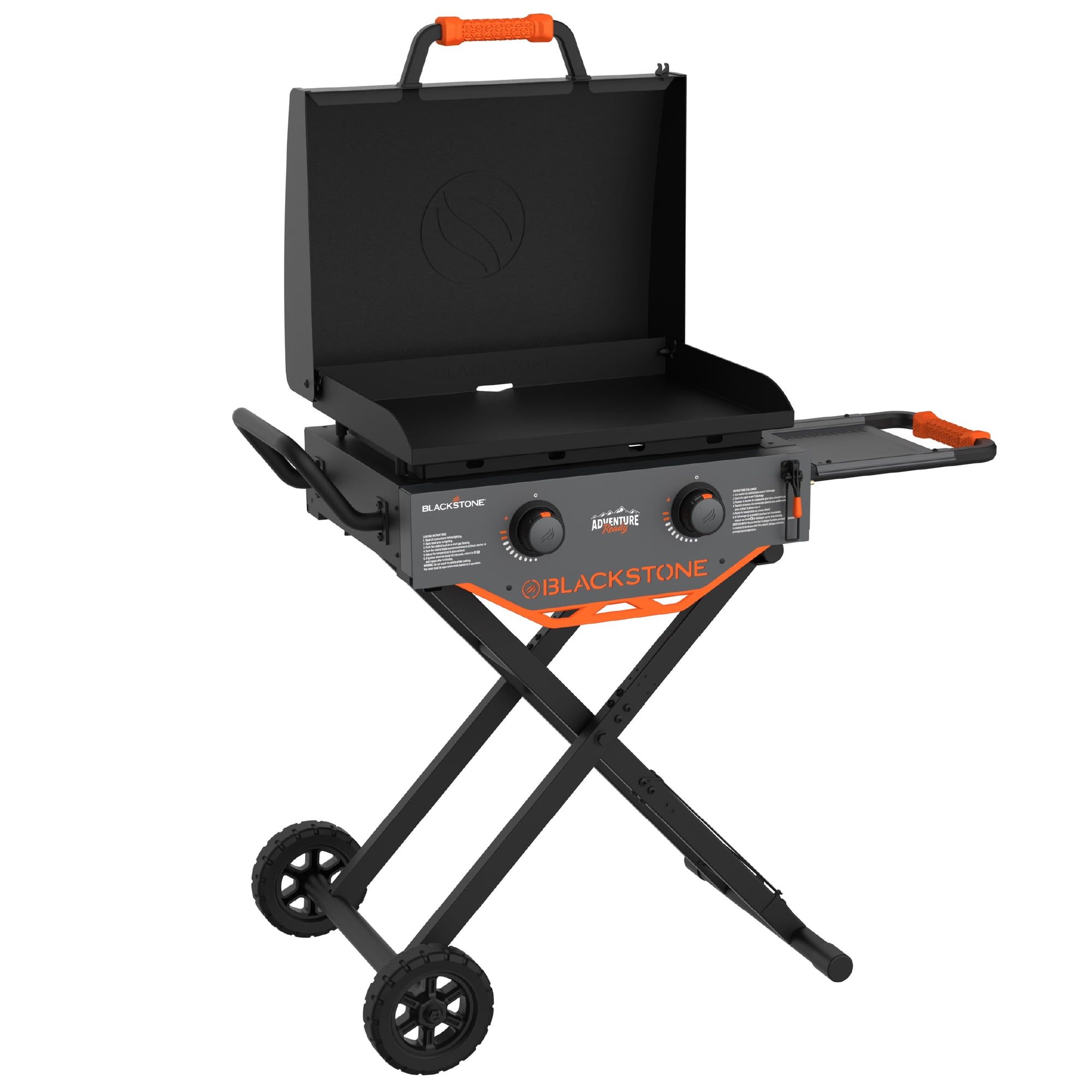 Blackstone Adventure Ready Outdoor Griddle, 22 Inch 2-Burner Flat Top Grill with Hood and Flexfold Legs, Gray