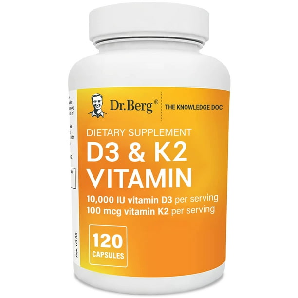 Dr. Berg D3 & K2 Vitamin Supplement for Heart and Bone Health, 120
