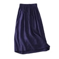 thumbnail image 4 of GXIPO Summer Cotton Linen Skirts for Women Elastic Waist Buttoned A Line Midi Skirt Boho Beach Skirt Blue M, 4 of 4