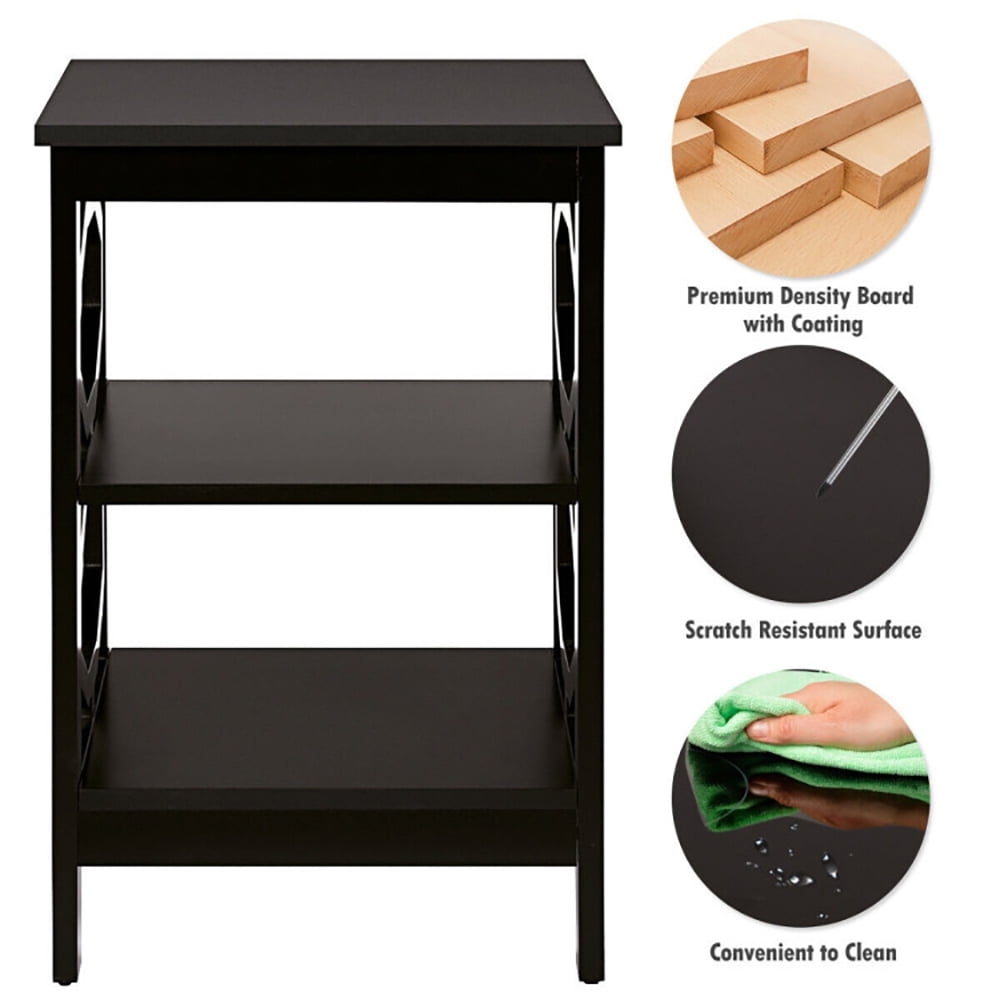 Finihen End Side Table, Sofa Side Table, Bed Side Table, 2 Pieces 3-tier Nightstand Sofa Side End Accent Table Storage Display Shelf, for Living Room, Bedroom, Black Finihen End Side Table, Sofa Side Table, Bed Side Table, 2 Pieces 3-tier Nightstand Sofa Side End Accent Table Storage Display Shelf, for Living Room, Bedroom, Black