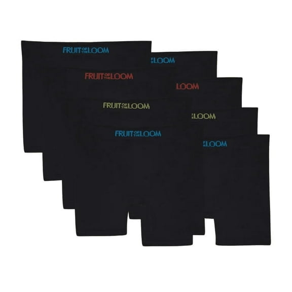 Fruit of the Loom Boys' Seamless Comfort Boxer Brief Underwear, black (8 Pack) SMALL
