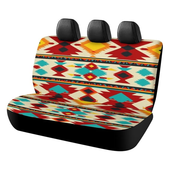 Colorful Geometric Lines Car Rear Seat Covers,Bench Back Seat Cover , Easy to Install Universal Fit for Cars Trucks Vans And SUVs