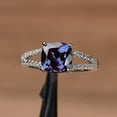 thumbnail image 2 of alexandrite ring cushion cut engagement ring sterling silver split shank ring color changing, 2 of 4