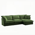 thumbnail image 2 of Modern L-Shaped Slipcovered Sectional Sofa (220×80×75cm) with Convertible Ottoman & Big Pillows in Green, 2 of 23