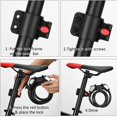 thumbnail image 2 of 1.2m 12mm Reinforced Self-Coiling Steel Cable Bike Lock, 5-Digit Combination Anti-Theft Lock with LED Light, Heavy-Duty Zinc Alloy Lock Body with PVC Coating, Auto-Locking Cycling Gear with Mount, 2 of 6