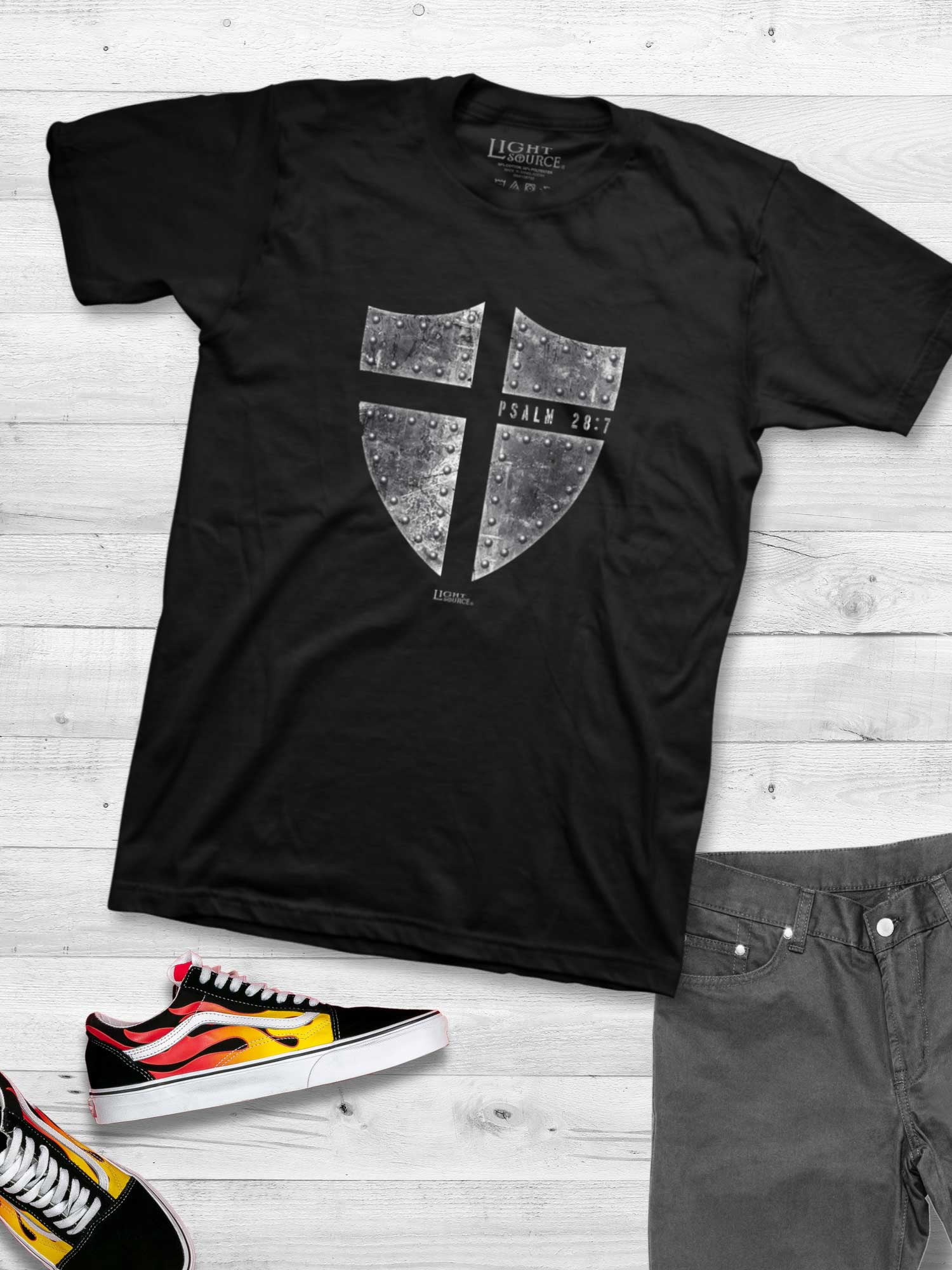 Light Source Mens T-Shirt Cross Shield