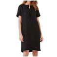 thumbnail image 2 of ZHOGXU Women's Dress Short Sleeve Round Neck Solid Color Buttons Fashion Comfortable Dresses With Pockets For Casual Daily Wear,Black,Xxxxxl, 2 of 6